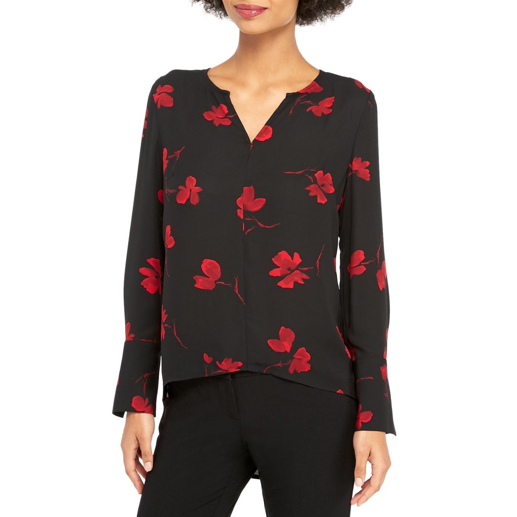 Nwt The Limited Red Floral High Low Tunic Top